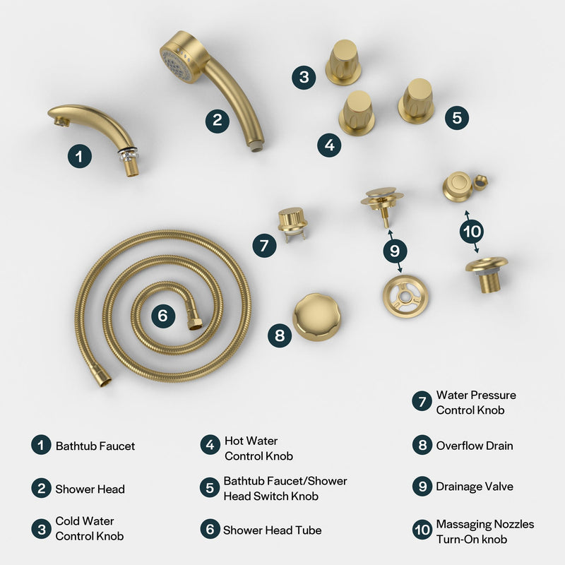 Empava - Bathtub Faucet Fixtures For EMPV-72JT367LED 2-Person Whirlpool Tub (Bronze) - ACC-367ORB - IMG12