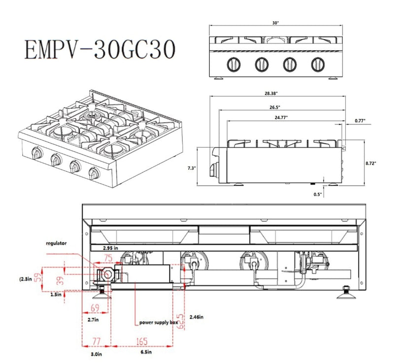 Empava - 30-inch Pro-style Slide-in Gas Cooktop - EMPV-30GC30 - IMG7