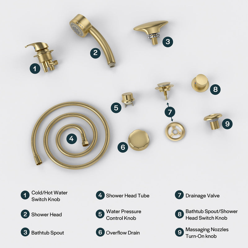 Empava - Bathtub Faucet Fixtures For EMPV-59JT319LED Corner Tub (Bronze) - ACC-319ORB - IMG12