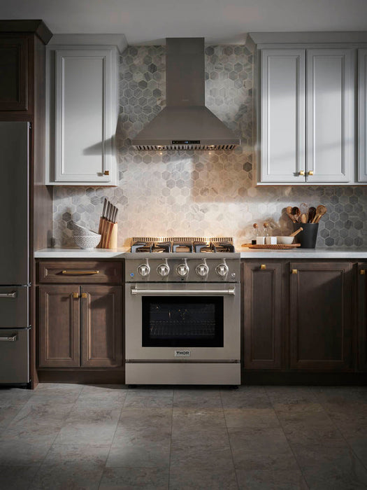 Thor Kitchen - 30 in. Wall Mount LED Light Range Hood in Stainless Steel - HRH3007