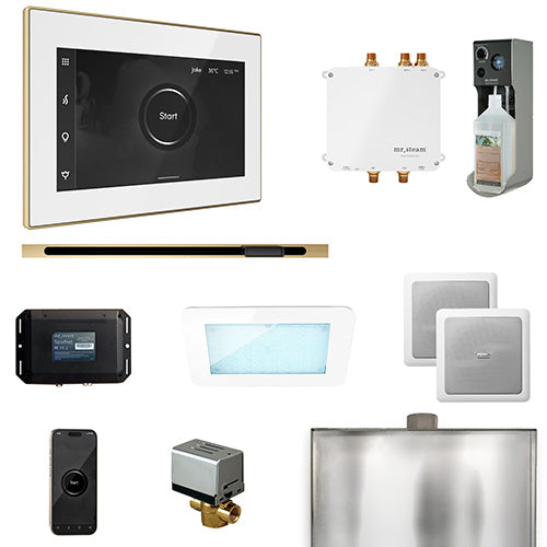 Mr. Steam - Bliss Linear Control Pkg BLISS LINEAR PKG (Satin Brass / White) - BLS1-WHLSB - IMG24
