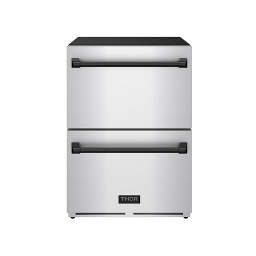 THOR Kitchen - Gordon Ramsay Series 24" Undercounter Built-In or Freestanding Drawer Refrigerator Stainless Steel/Black - RF24U-BLK - IMG1
