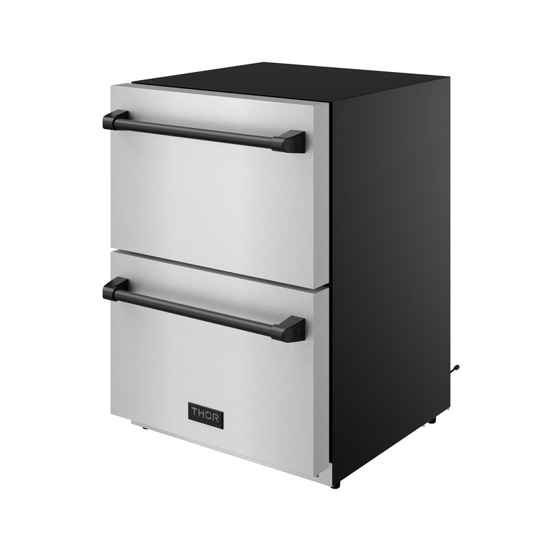 THOR Kitchen - Gordon Ramsay Series 24" Undercounter Built-In or Freestanding Drawer Refrigerator Stainless Steel/Black - RF24U-BLK - IMG4