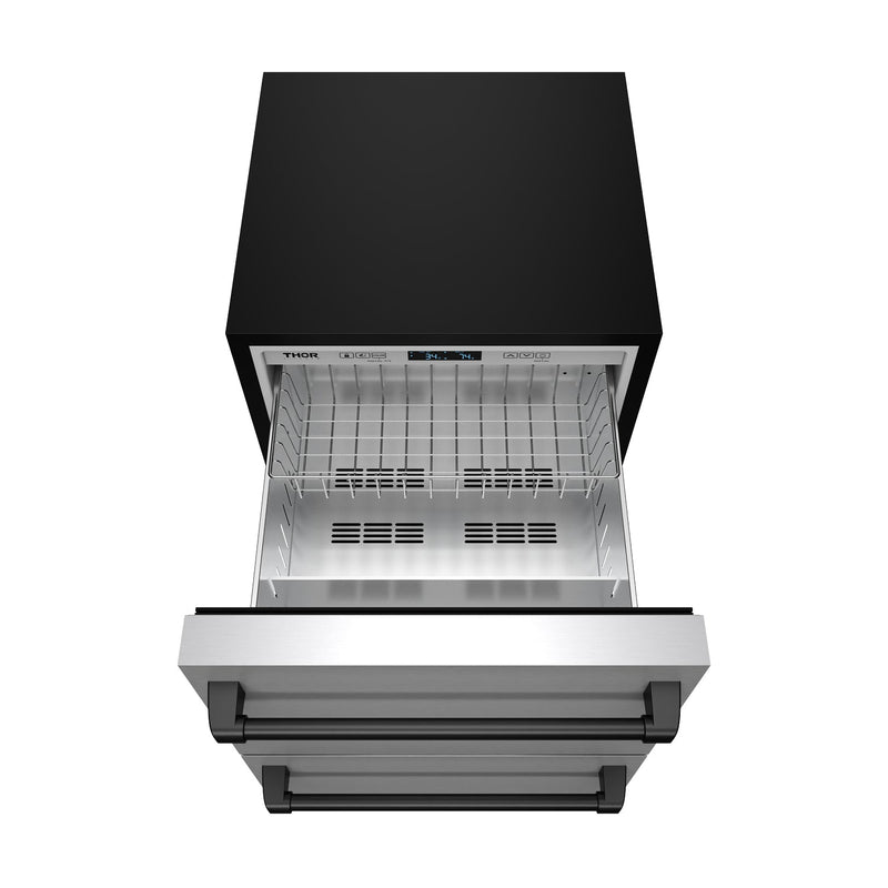 THOR Kitchen - Gordon Ramsay Series 24" Undercounter Built-In or Freestanding Drawer Refrigerator Stainless Steel/Black - RF24U-BLK - IMG2