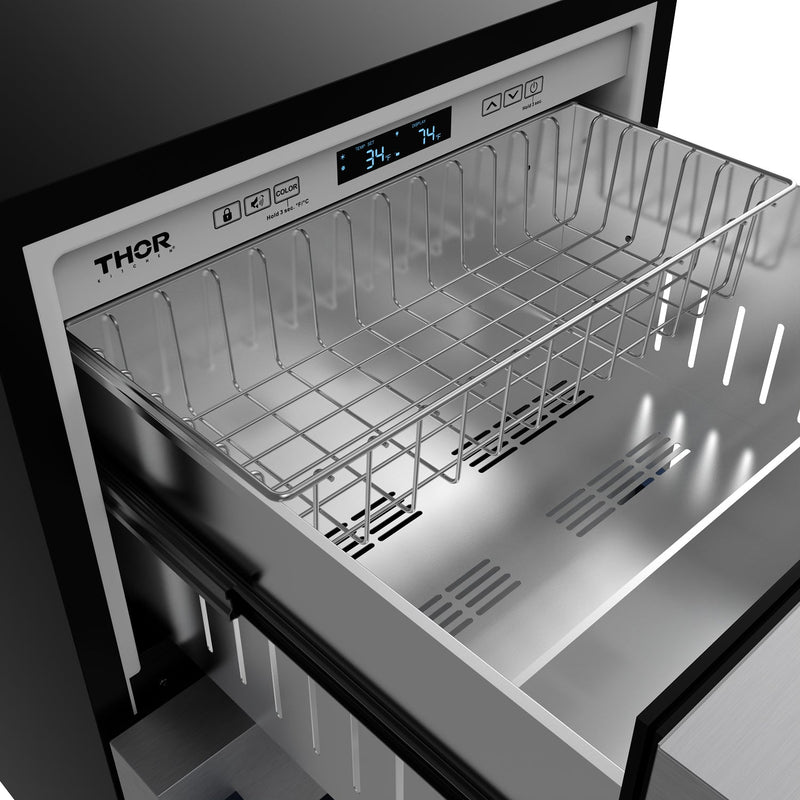 THOR Kitchen - Gordon Ramsay Series 24" Undercounter Built-In or Freestanding Drawer Refrigerator Stainless Steel/Blue - RF24U-BLU - IMG8
