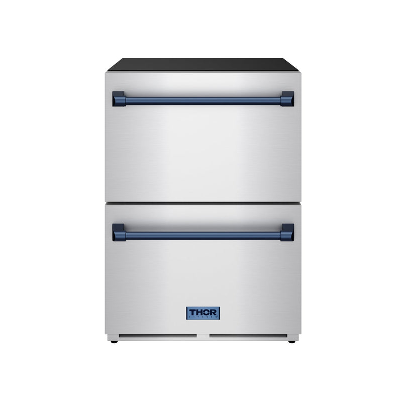 THOR Kitchen - Gordon Ramsay Series 24" Undercounter Built-In or Freestanding Drawer Refrigerator Stainless Steel/Blue - RF24U-BLU - IMG1
