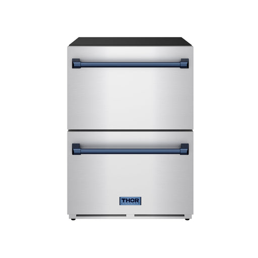 THOR Kitchen - Gordon Ramsay Series 24" Undercounter Built-In or Freestanding Drawer Refrigerator Stainless Steel/Blue - RF24U-BLU - IMG1