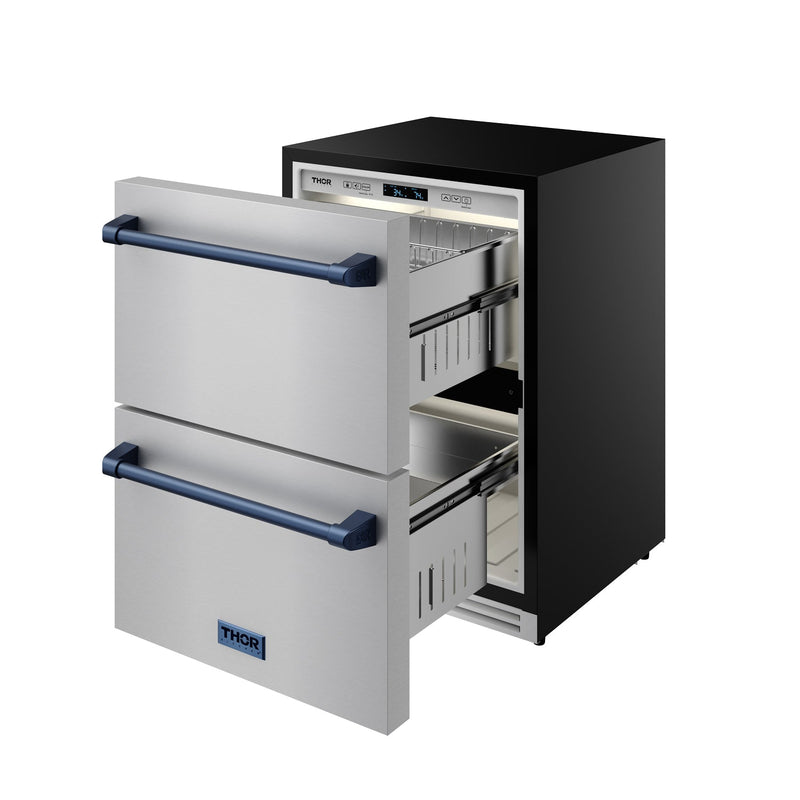 THOR Kitchen - Gordon Ramsay Series 24" Undercounter Built-In or Freestanding Drawer Refrigerator Stainless Steel/Blue - RF24U-BLU - IMG5
