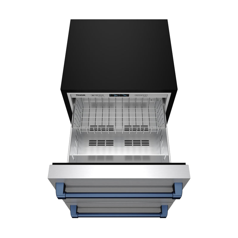 THOR Kitchen - Gordon Ramsay Series 24" Undercounter Built-In or Freestanding Drawer Refrigerator Stainless Steel/Blue - RF24U-BLU - IMG9