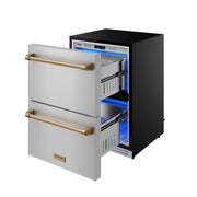 THOR Kitchen - Gordon Ramsay Series 24″ Undercounter Built-In / Freestanding Drawer Freezer Stainless Steel/Bronze - RZ24U-BRZ - IMG6