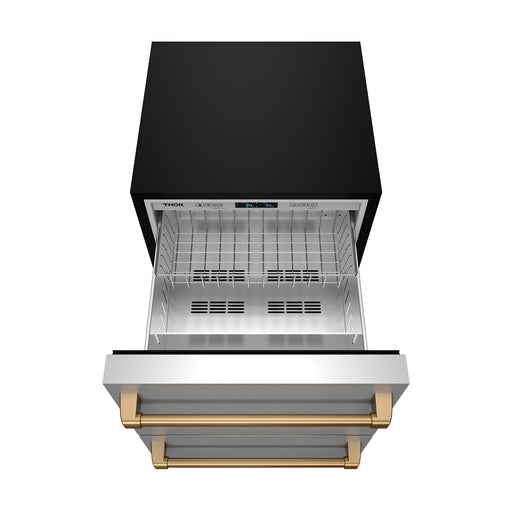THOR Kitchen - Gordon Ramsay Series 24″ Undercounter Built-In / Freestanding Drawer Freezer Stainless Steel/Bronze - RZ24U-BRZ - IMG2