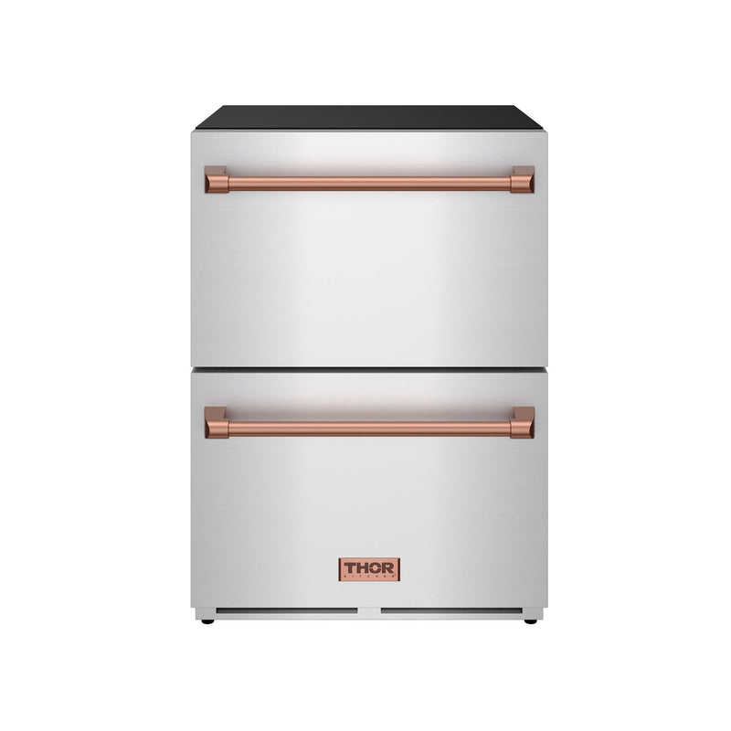 THOR Kitchen - Gordon Ramsay Series 24" Undercounter Built-In or Freestanding Drawer Refrigerator Stainless Steel/Rose Gold - RF24U-RSG - IMG1