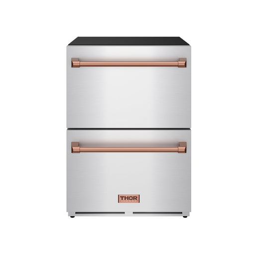 THOR Kitchen - Gordon Ramsay Series 24" Undercounter Built-In or Freestanding Drawer Refrigerator Stainless Steel/Rose Gold - RF24U-RSG - IMG1