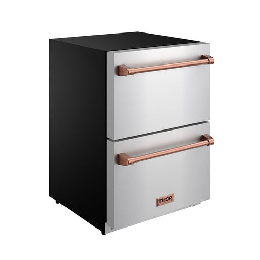 THOR Kitchen - Gordon Ramsay Series 24" Undercounter Built-In or Freestanding Drawer Refrigerator Stainless Steel/Rose Gold - RF24U-RSG - IMG2