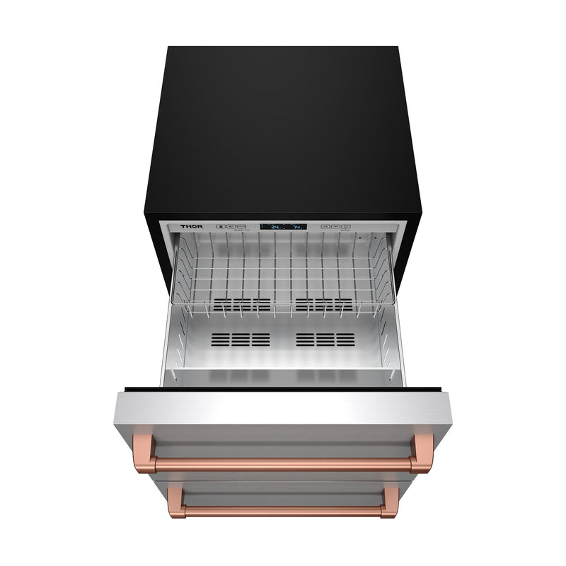THOR Kitchen - Gordon Ramsay Series 24" Undercounter Built-In or Freestanding Drawer Refrigerator Stainless Steel/Rose Gold - RF24U-RSG - IMG7