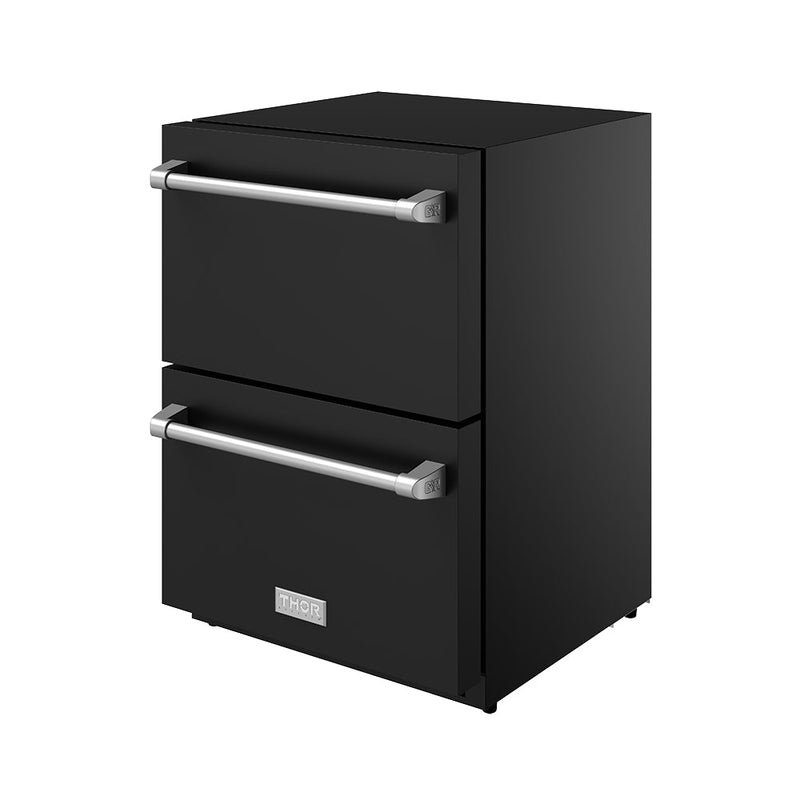 THOR Kitchen - Gordon Ramsay Series 24" Undercounter Built-In or Freestanding Drawer Refrigerator Black/Stainless Steel - RF24UB-SS - IMG4