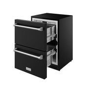 THOR Kitchen - Gordon Ramsay Series 24" Undercounter Built-In or Freestanding Drawer Refrigerator Black/Stainless Steel - RF24UB-SS - IMG5