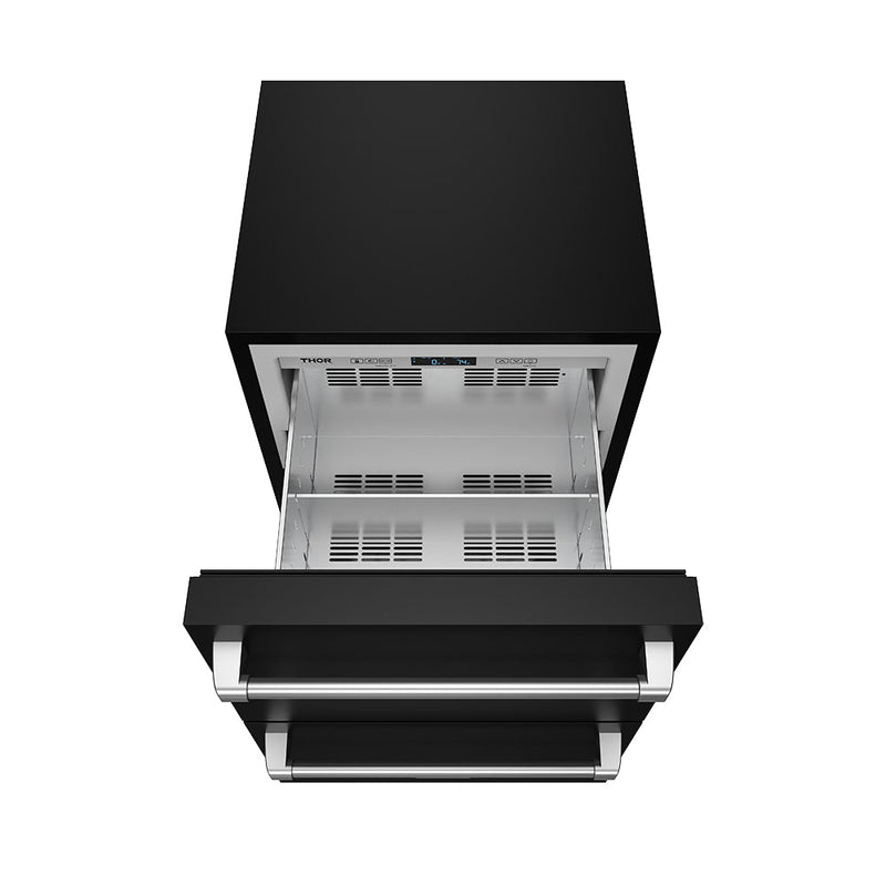 THOR Kitchen - Gordon Ramsay Series 24" Undercounter Built-In or Freestanding Drawer Refrigerator Black/Stainless Steel - RF24UB-SS - IMG2