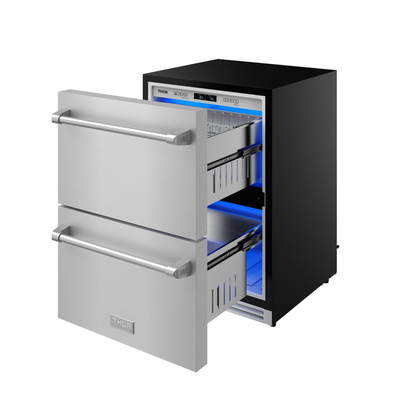 THOR Kitchen - Gordon Ramsay Series 24" Undercounter Built-In or Freestanding Drawer Refrigerator Stainless Steel - RF24U - IMG9