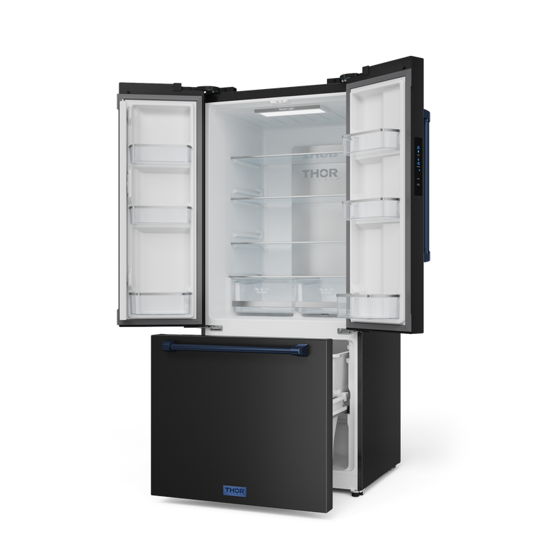 THOR Kitchen - 30-inch Gordon Ramsay Series 17.5 cu ft French Door Counter Depth Refrigerator with Ice Maker in Black/Navy Blue - RF3017FFD00-BLU - IMG3