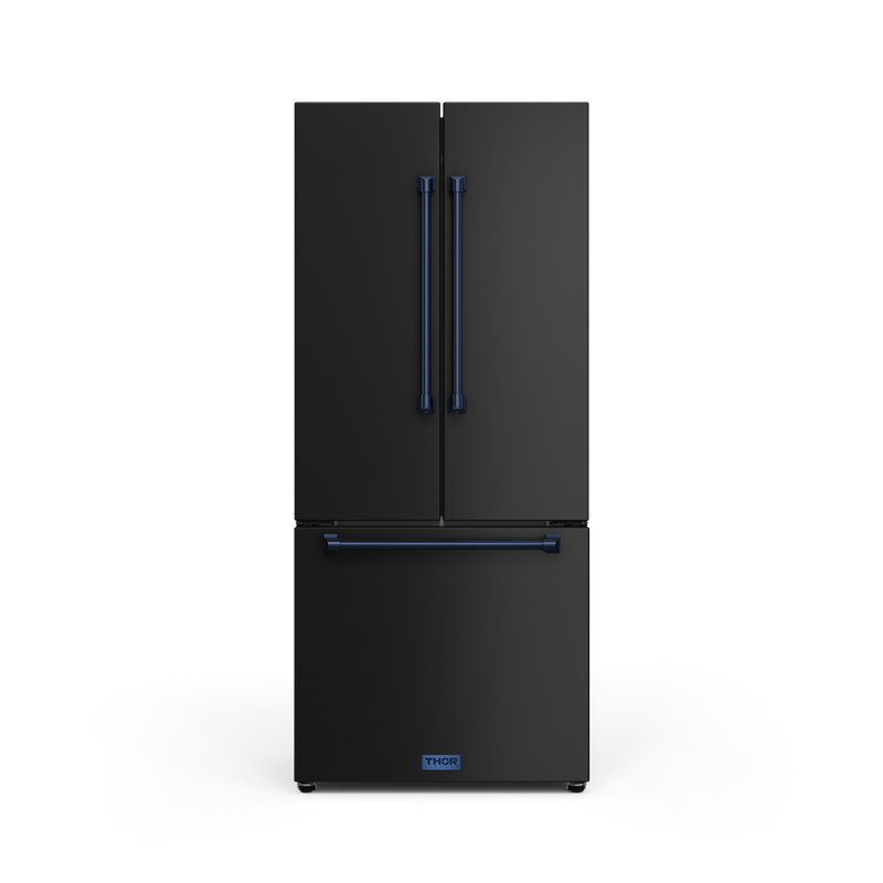 THOR Kitchen - 30-inch Gordon Ramsay Series 17.5 cu ft French Door Counter Depth Refrigerator with Ice Maker in Black/Navy Blue - RF3017FFD00-BLU - IMG1
