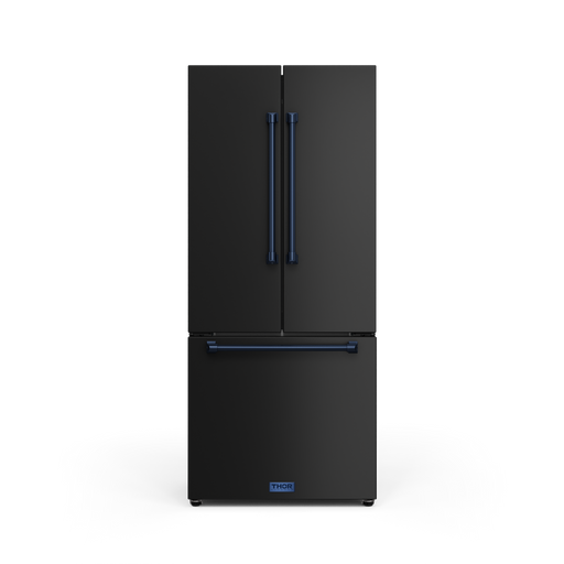 THOR Kitchen - 30-inch Gordon Ramsay Series 17.5 cu ft French Door Counter Depth Refrigerator with Ice Maker in Black/Navy Blue - RF3017FFD00-BLU - IMG1