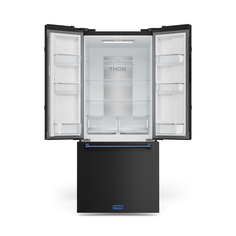 THOR Kitchen - 30-inch Gordon Ramsay Series 17.5 cu ft French Door Counter Depth Refrigerator with Ice Maker in Black/Navy Blue - RF3017FFD00-BLU - IMG2