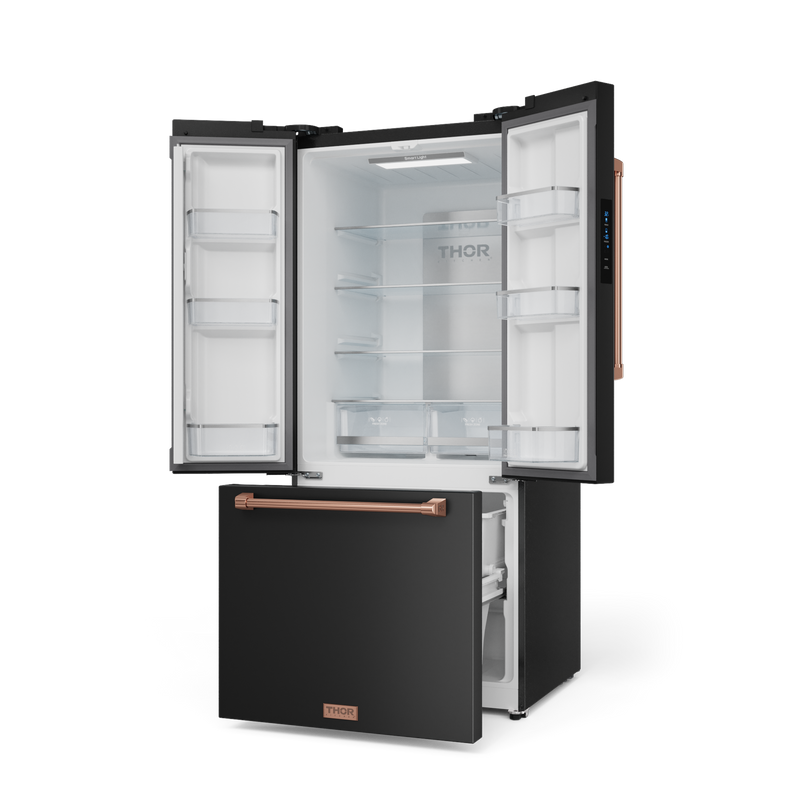 THOR Kitchen - 30-inch Gordon Ramsay Series 17.5 cu ft French Door Counter Depth Refrigerator with Ice Maker in Black/Rose Gold - RF3017FFD00-RSG - IMG3