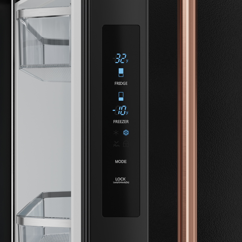 THOR Kitchen - 30-inch Gordon Ramsay Series 17.5 cu ft French Door Counter Depth Refrigerator with Ice Maker in Black/Rose Gold - RF3017FFD00-RSG - IMG7