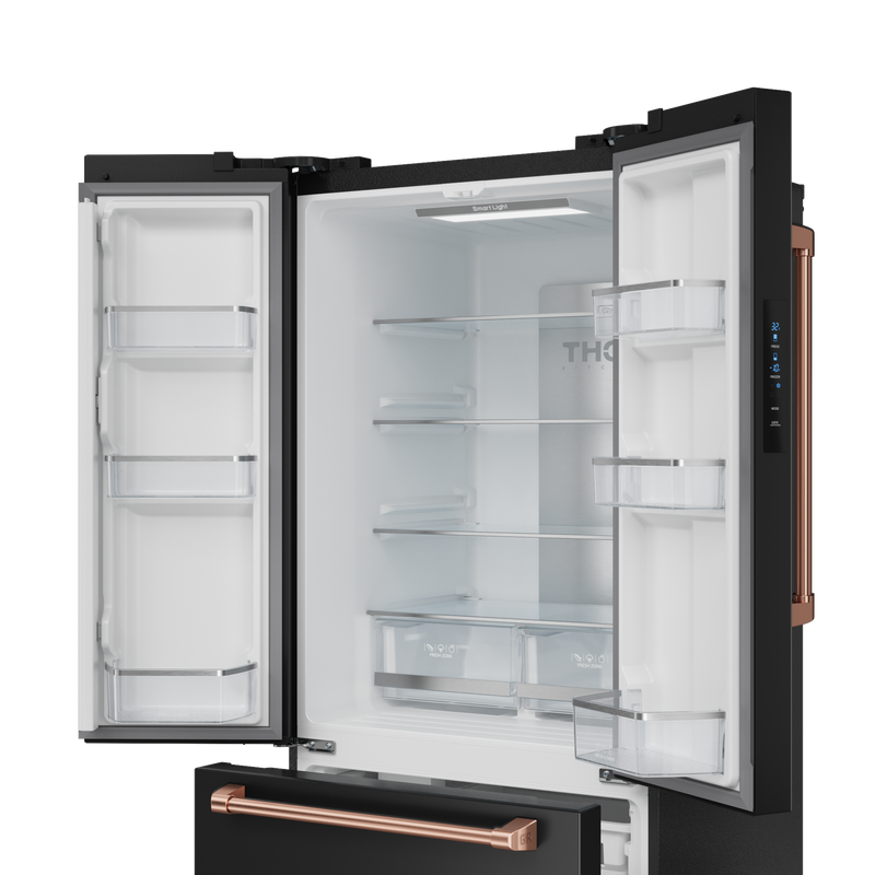 THOR Kitchen - 30-inch Gordon Ramsay Series 17.5 cu ft French Door Counter Depth Refrigerator with Ice Maker in Black/Rose Gold - RF3017FFD00-RSG - IMG4