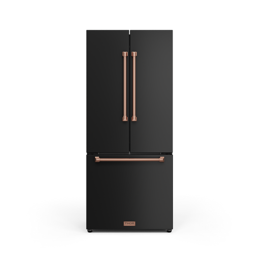 THOR Kitchen - 30-inch Gordon Ramsay Series 17.5 cu ft French Door Counter Depth Refrigerator with Ice Maker in Black/Rose Gold - RF3017FFD00-RSG - IMG1