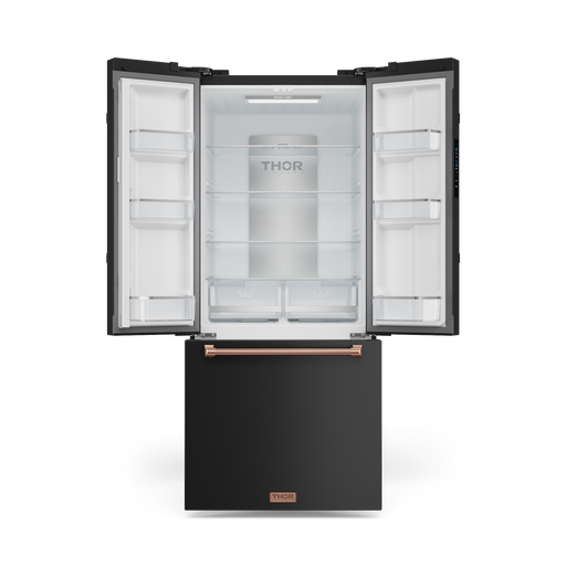 THOR Kitchen - 30-inch Gordon Ramsay Series 17.5 cu ft French Door Counter Depth Refrigerator with Ice Maker in Black/Rose Gold - RF3017FFD00-RSG - IMG2