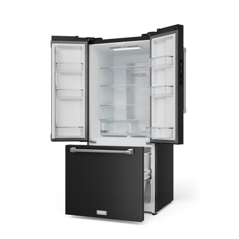 THOR Kitchen - 30-inch Gordon Ramsay Series 17.5 cu ft French Door Counter Depth Refrigerator with Ice Maker in Black/Stainless Steel - RF3017FFD00-SS - IMG3