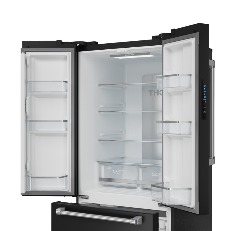 THOR Kitchen - 30-inch Gordon Ramsay Series 17.5 cu ft French Door Counter Depth Refrigerator with Ice Maker in Black/Stainless Steel - RF3017FFD00-SS - IMG4