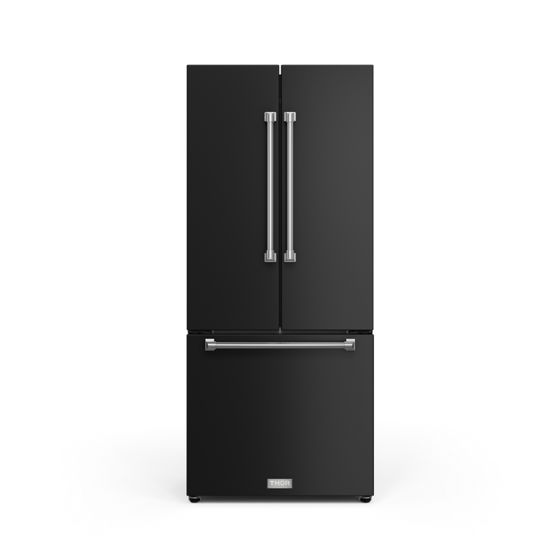 THOR Kitchen - 30-inch Gordon Ramsay Series 17.5 cu ft French Door Counter Depth Refrigerator with Ice Maker in Black/Stainless Steel - RF3017FFD00-SS - IMG1
