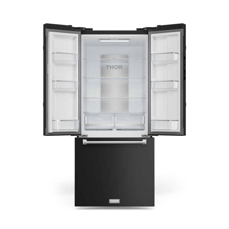 THOR Kitchen - 30-inch Gordon Ramsay Series 17.5 cu ft French Door Counter Depth Refrigerator with Ice Maker in Black/Stainless Steel - RF3017FFD00-SS - IMG2