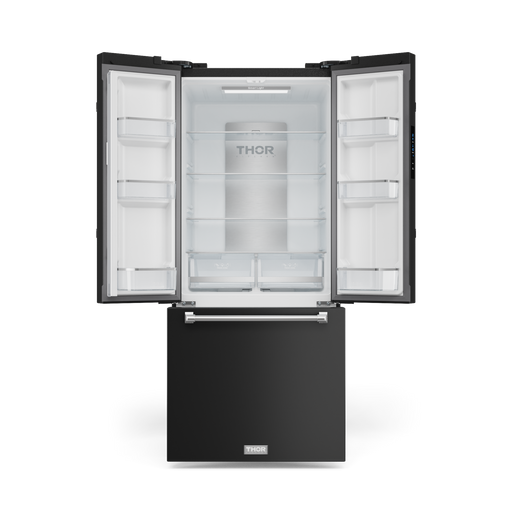 THOR Kitchen - 30-inch Gordon Ramsay Series 17.5 cu ft French Door Counter Depth Refrigerator with Ice Maker in Black/Stainless Steel - RF3017FFD00-SS - IMG2