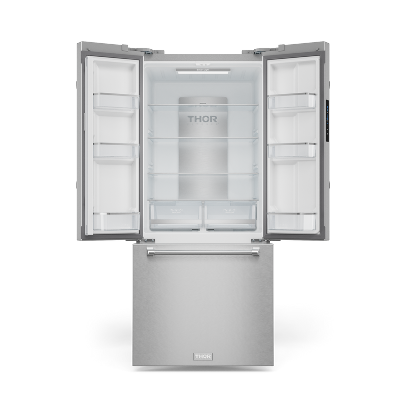 THOR Kitchen - 30-inch Gordon Ramsay Series 17.5 cu ft French Door Counter Depth Refrigerator with Ice Maker in Stainless Steel - RF3017FFD99 - IMG2
