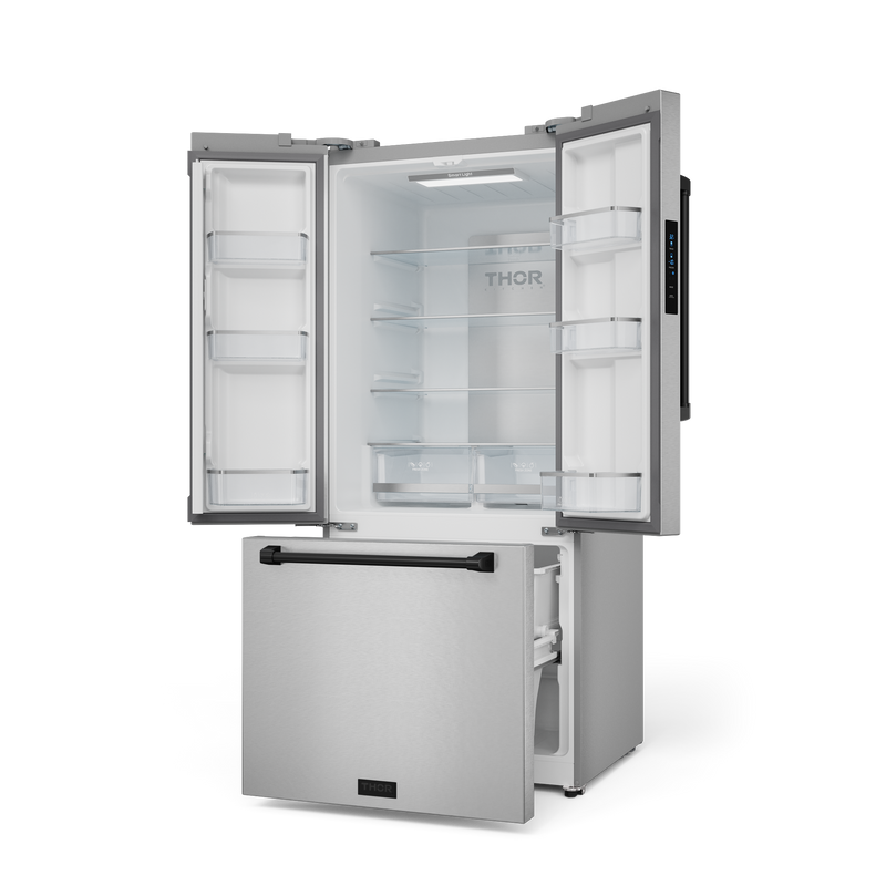 THOR Kitchen - 30-inch Gordon Ramsay Series 17.5 cu ft French Door Counter Depth Refrigerator with Ice Maker in Stainless Steel/Black - RF3017FFD99-BLK - IMG3