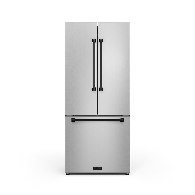 THOR Kitchen - 30-inch Gordon Ramsay Series 17.5 cu ft French Door Counter Depth Refrigerator with Ice Maker in Stainless Steel/Black - RF3017FFD99-BLK - IMG1