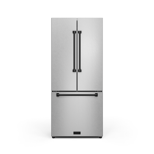 THOR Kitchen - 30-inch Gordon Ramsay Series 17.5 cu ft French Door Counter Depth Refrigerator with Ice Maker in Stainless Steel/Black - RF3017FFD99-BLK - IMG1