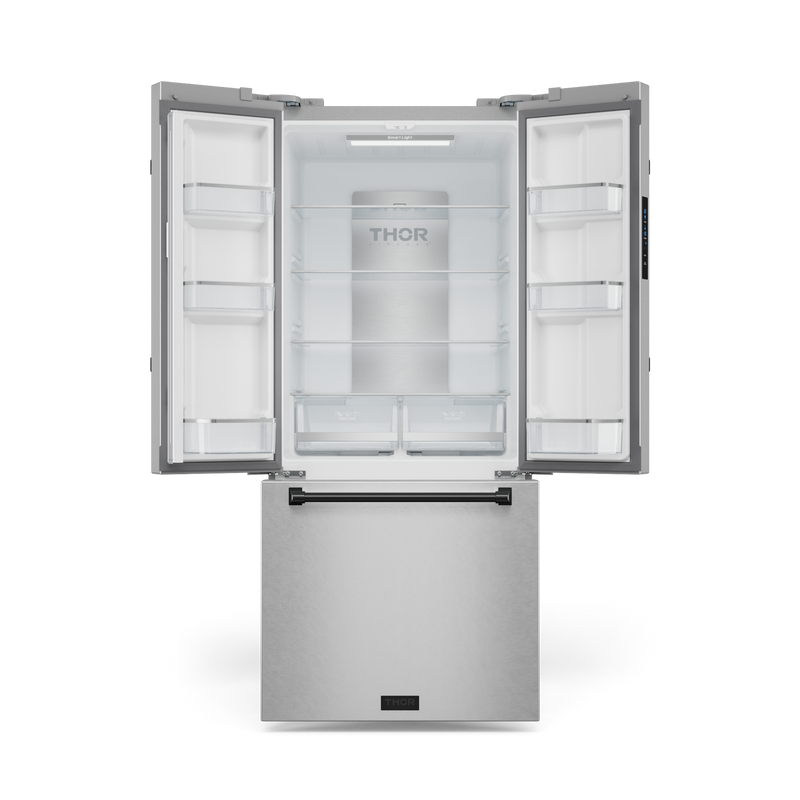 THOR Kitchen - 30-inch Gordon Ramsay Series 17.5 cu ft French Door Counter Depth Refrigerator with Ice Maker in Stainless Steel/Black - RF3017FFD99-BLK - IMG2