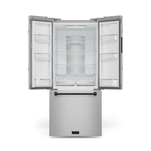 THOR Kitchen - 30-inch Gordon Ramsay Series 17.5 cu ft French Door Counter Depth Refrigerator with Ice Maker in Stainless Steel/Black - RF3017FFD99-BLK - IMG2