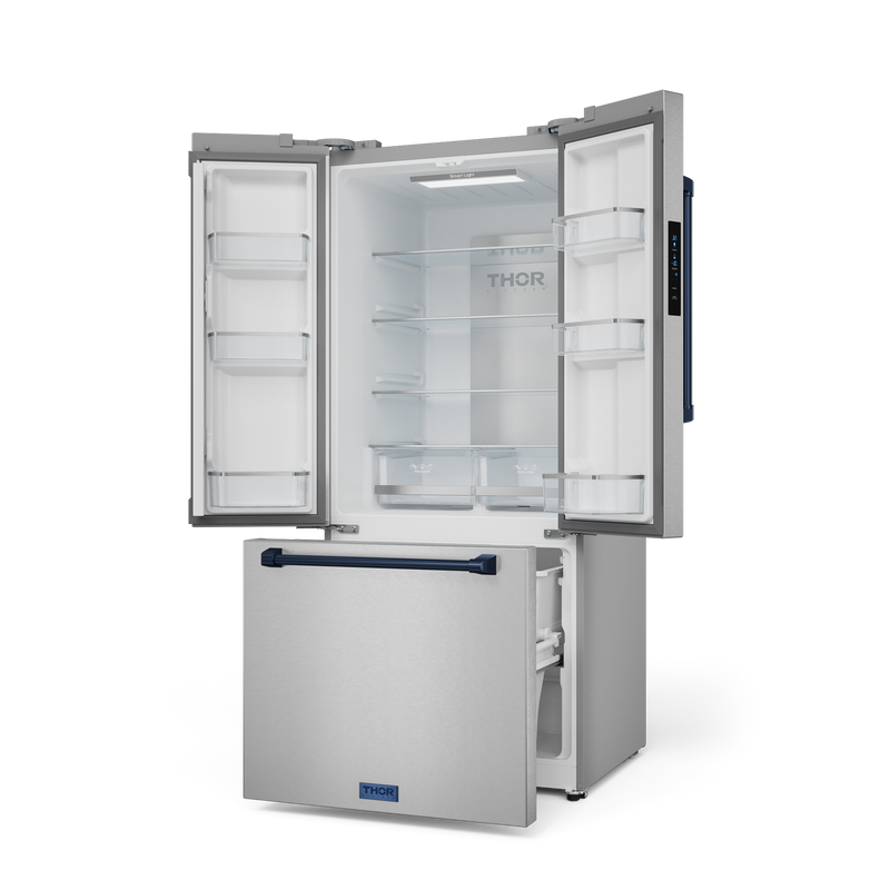THOR Kitchen - 30-inch Gordon Ramsay Series 17.5 cu ft French Door Counter Depth Refrigerator with Ice Maker in Stainless Steel/Navy Blue - RF3017FFD99-BLU - IMG3