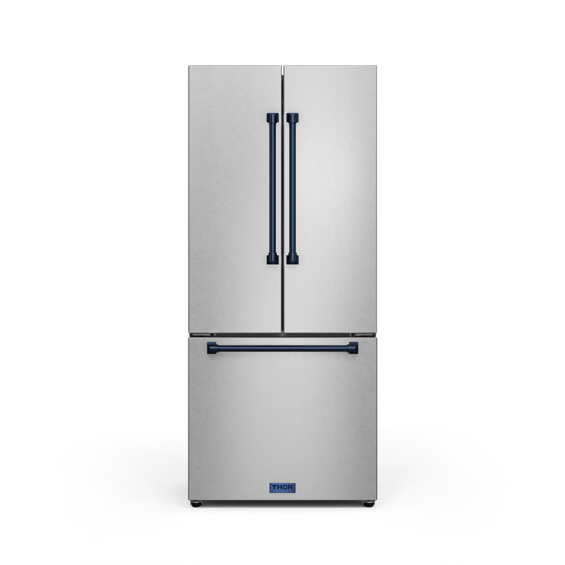 THOR Kitchen - 30-inch Gordon Ramsay Series 17.5 cu ft French Door Counter Depth Refrigerator with Ice Maker in Stainless Steel/Navy Blue - RF3017FFD99-BLU - IMG1