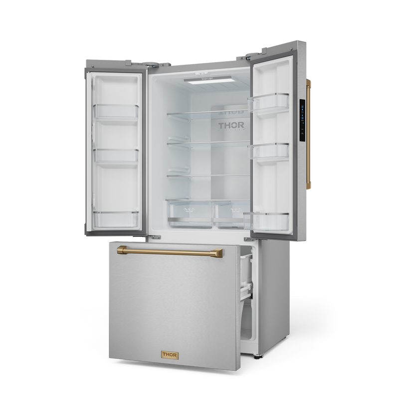 THOR Kitchen - 30-inch Gordon Ramsay Series 17.5 cu ft French Door Counter Depth Refrigerator with Ice Maker in Stainless Steel/Bronze - RF3017FFD99-BRZ - IMG3