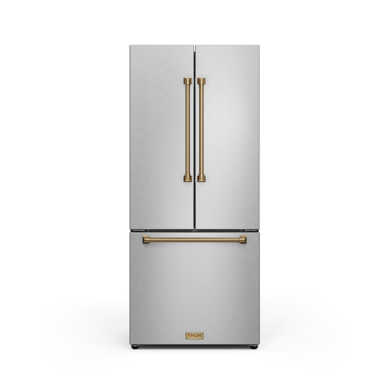 THOR Kitchen - 30-inch Gordon Ramsay Series 17.5 cu ft French Door Counter Depth Refrigerator with Ice Maker in Stainless Steel/Bronze - RF3017FFD99-BRZ - IMG1
