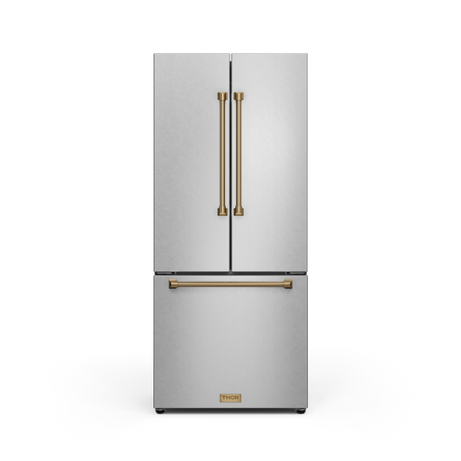 THOR Kitchen - 30-inch Gordon Ramsay Series 17.5 cu ft French Door Counter Depth Refrigerator with Ice Maker in Stainless Steel/Bronze - RF3017FFD99-BRZ - IMG1