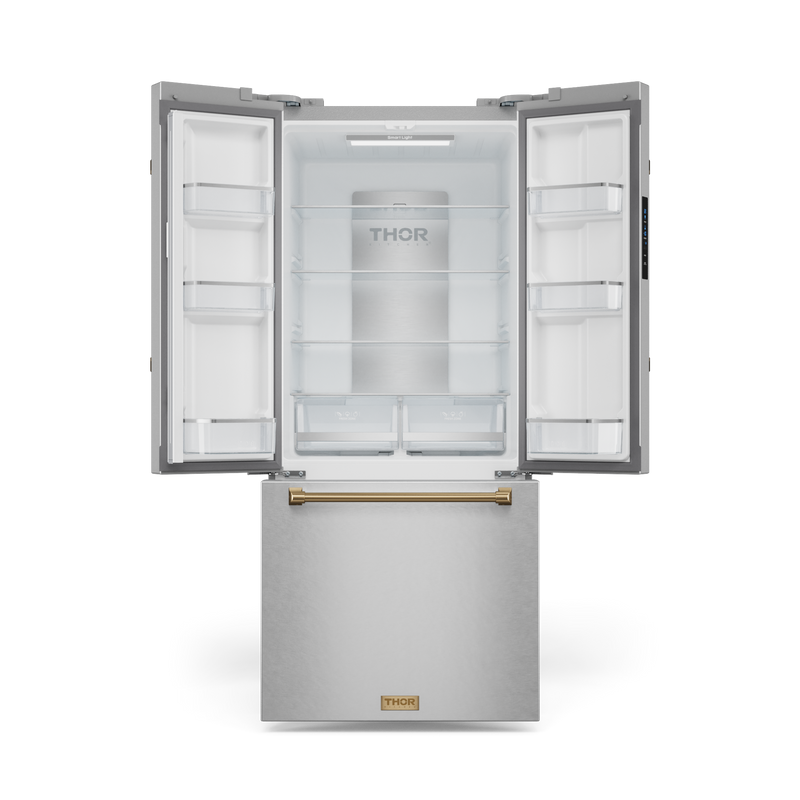 THOR Kitchen - 30-inch Gordon Ramsay Series 17.5 cu ft French Door Counter Depth Refrigerator with Ice Maker in Stainless Steel/Bronze - RF3017FFD99-BRZ - IMG2