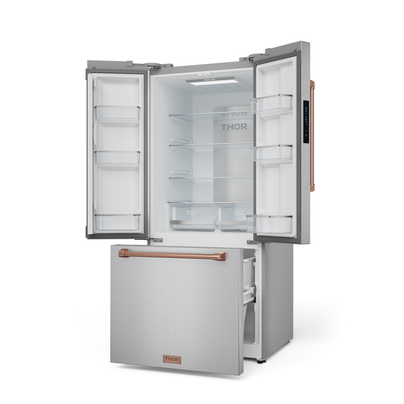 THOR Kitchen - 30-inch Gordon Ramsay Series 17.5 cu ft French Door Counter Depth Refrigerator with Ice Maker in Stainless Steel/Rose Gold - RF3017FFD99-RSG - IMG3